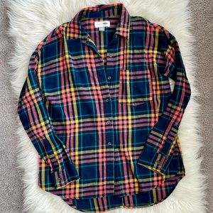 Old Navy Multicolored Boyfriend Flannel